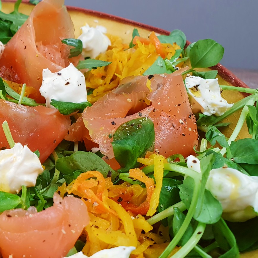 Smoked Salmon Salad With Lemon & Horseradish Cream & Turmeric Slaw